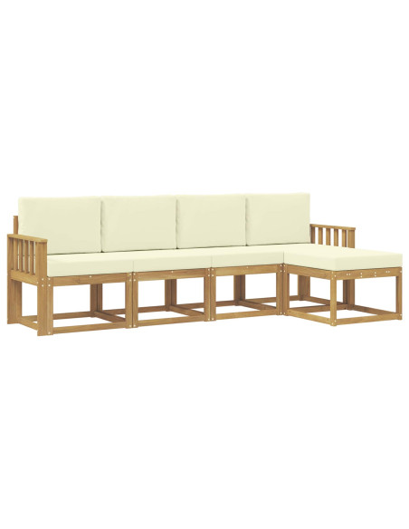 Set di divani da esterno con cuscino 5 pcs Bianco e Crema