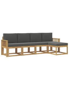 Set di divani da esterno con cuscino 5 pcs Bianco e Antracite 2