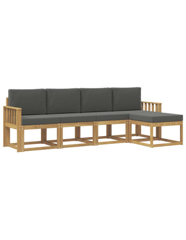 Set di divani da esterno con cuscino 5 pcs Bianco e Antracite