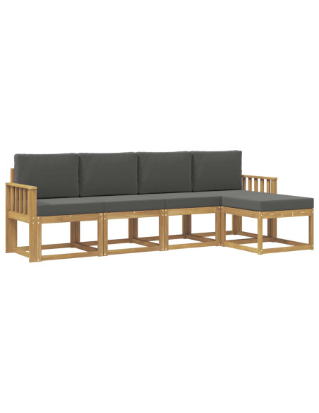 Set di divani da esterno con cuscino 5 pcs Bianco e Antracite