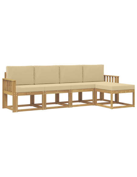 Set di divani da esterno con cuscino 5 pcs Bianco e Beige