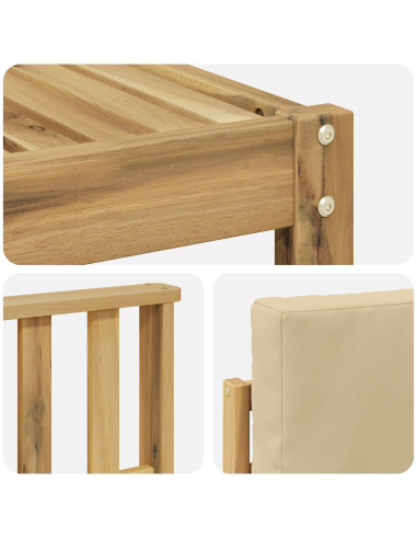 Set di divani da esterno con cuscino 5 pcs Bianco e Beige