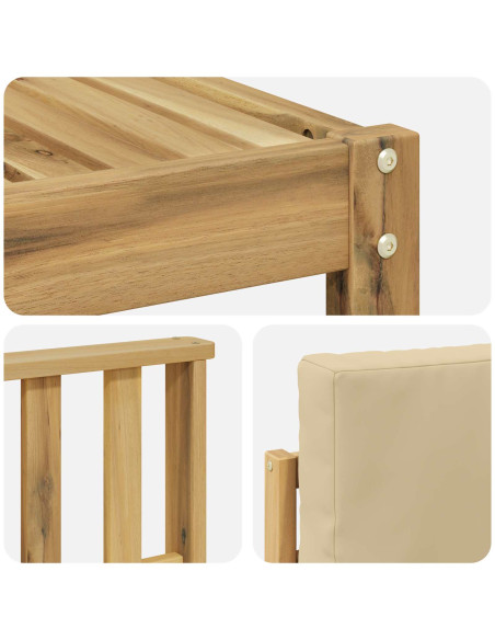 Set di divani da esterno con cuscino 5 pcs Bianco e Beige