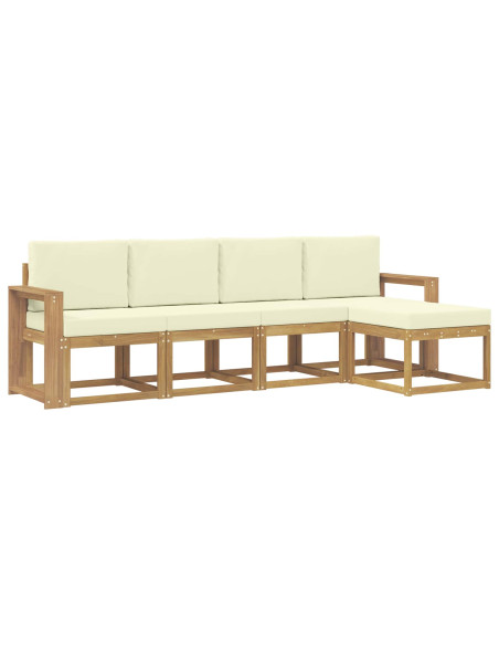 Set di divani da esterno con cuscino 5 pcs Bianco e Crema