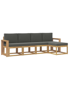 Set di divani da esterno con cuscino 5 pcs Bianco e Antracite 2