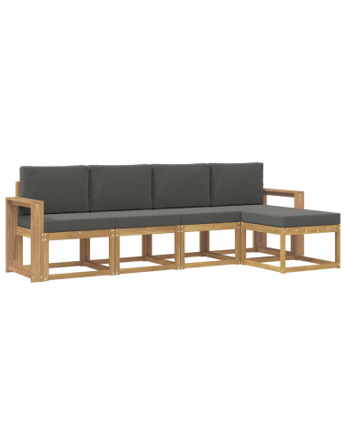 Set di divani da esterno con cuscino 5 pcs Bianco e Antracite