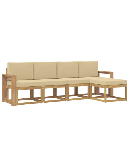 Set di divani da esterno con cuscino 5 pcs Bianco e Beige