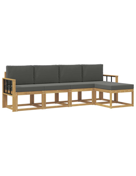 Set di divani da esterno con cuscino 5 pcs Bianco e Antracite
