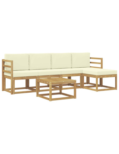 Set di divani da esterno con cuscino 6 pcs Bianco e Crema