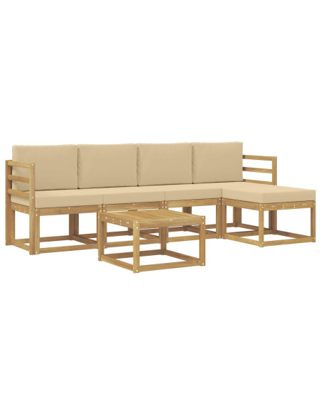 Set di divani da esterno con cuscino 6 pcs Bianco e Beige