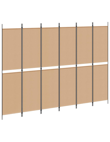 Divisore per Stanza a 6 Pannelli Beige 300 x 220 cm Tessuto