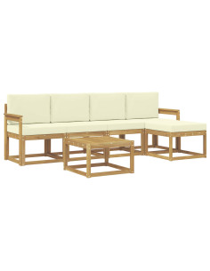 Set di divani da esterno con cuscino 6 pcs Bianco e Crema 2