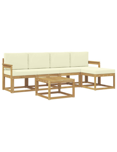 Set di divani da esterno con cuscino 6 pcs Bianco e Crema