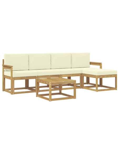 Set di divani da esterno con cuscino 6 pcs Bianco e Crema
