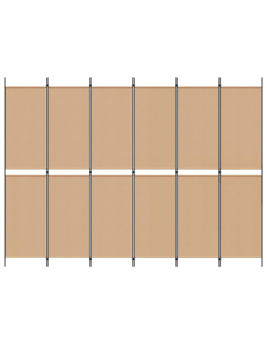 Divisore per Stanza a 6 Pannelli Beige 300 x 220 cm Tessuto