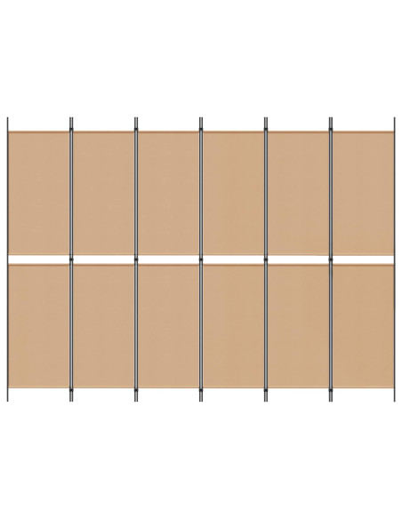 Divisore per Stanza a 6 Pannelli Beige 300 x 220 cm Tessuto
