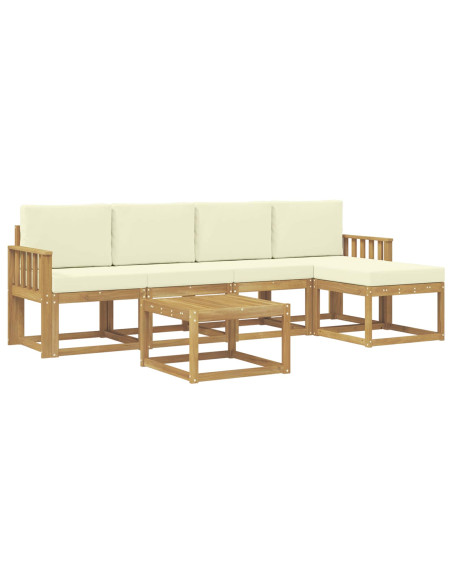 Set di divani da esterno con cuscino 6 pcs Bianco e Crema