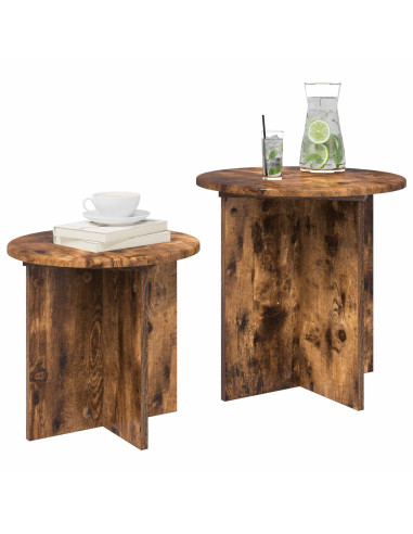 Set tavolini 2 pcs Quercia Affumicata Legno ingegnerizzato