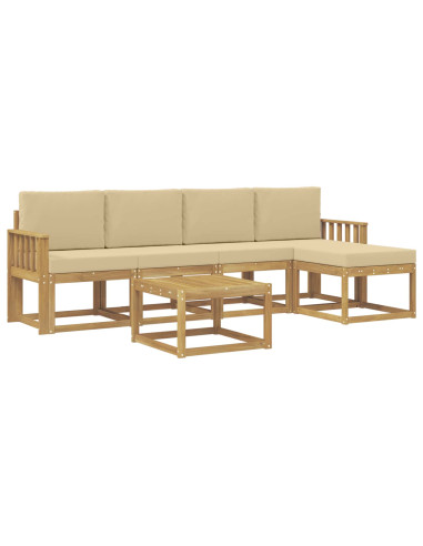 Set di divani da esterno con cuscino 6 pcs Bianco e Beige