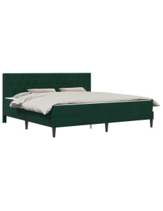 Struttura letto con materasso Verde Scuro 200 x 200 cm Velluto 2