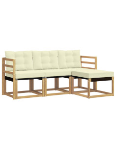 Set di divani da esterno con cuscino 4 pcs Bianco e Crema 2