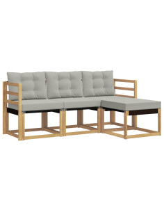 Set di divani da esterno 4 pcs Bianco e Grigio Chiaro 2