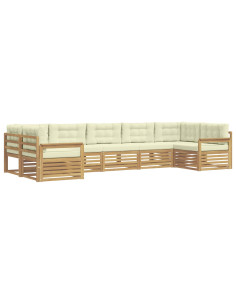 Set di divani da esterno con cuscino 7 pcs Bianco e Crema 2
