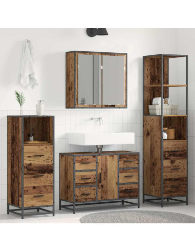 Set di mobili per il bagno 4 pcs Legno vecchio 80 x 33 x 60 cm