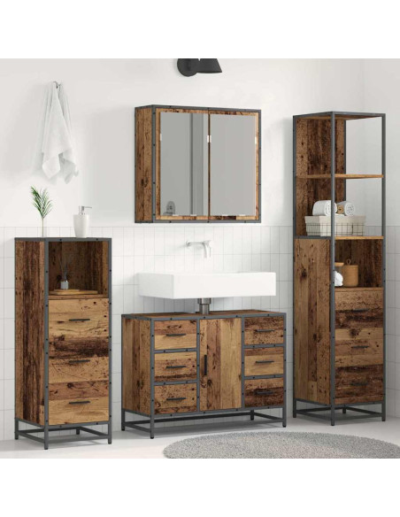 Set di mobili per il bagno 4 pcs Legno vecchio 80 x 33 x 60 cm