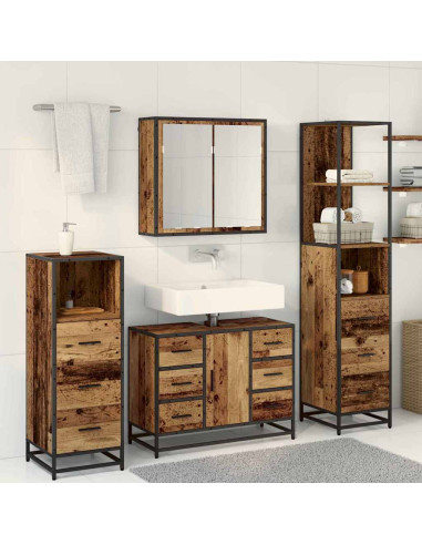 Set di mobili per il bagno 4 pcs Legno vecchio 80 x 33 x 60 cm