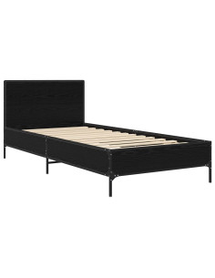 Struttura letto con testata Rovere Nero 80 x 200 cm 2