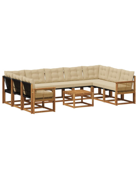 Set di divani da esterno con cuscino 10 pcs Naturale e Beige