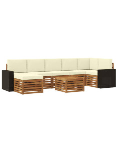 Set di divani da esterno con cuscino 8 pcs Naturale e Crema 2