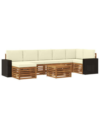 Set di divani da esterno con cuscino 8 pcs Naturale e Crema