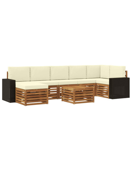 Set di divani da esterno con cuscino 8 pcs Naturale e Crema
