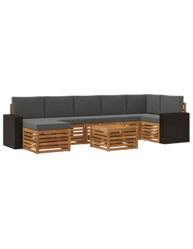 Set di divani da esterno con cuscino 8 pcs Naturale e Antracite