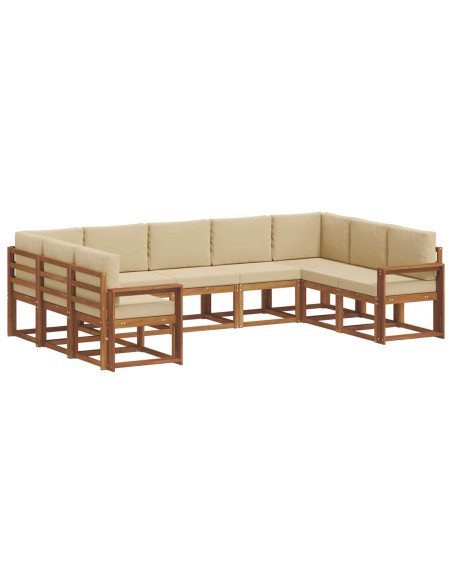 Set di divani con cuscino 9 pcs Naturale e Beige