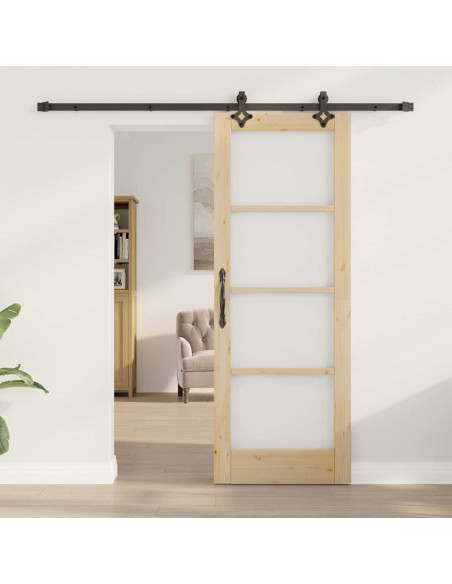 Porta scorrevole ORKDAL Naturale e Nero 73,5 x 198,5 cm