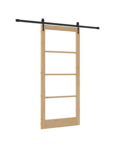 Porta scorrevole Naturale e Nero 93 x 211 cm