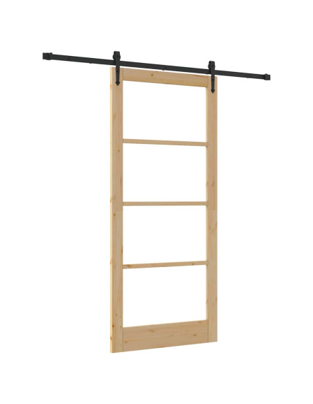 Porta scorrevole Naturale e Nero 93 x 211 cm