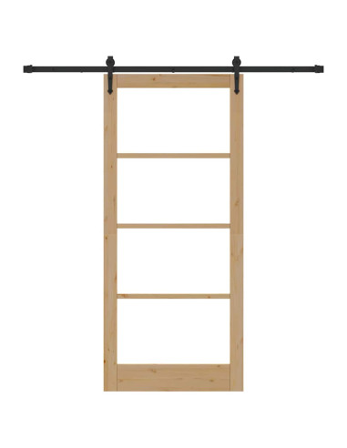 Porta scorrevole Naturale e Nero 93 x 211 cm