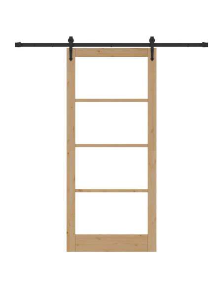Porta scorrevole Naturale e Nero 93 x 211 cm
