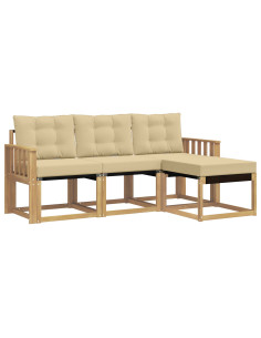 Set di divani da esterno con cuscino 4 pcs Bianco e Beige 2