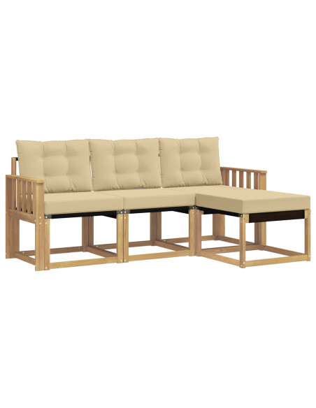 Set di divani da esterno con cuscino 4 pcs Bianco e Beige