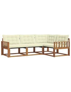 Set di divani da esterno con cuscino 4 pcs Naturale e Crema 2