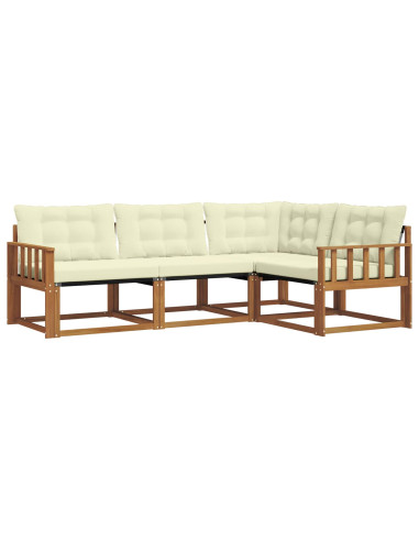 Set di divani da esterno con cuscino 4 pcs Naturale e Crema