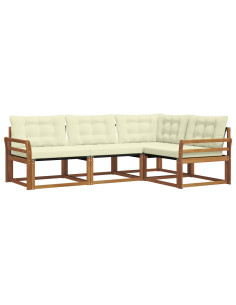 Set di divani da esterno con cuscino 4 pcs Naturale e Crema 2