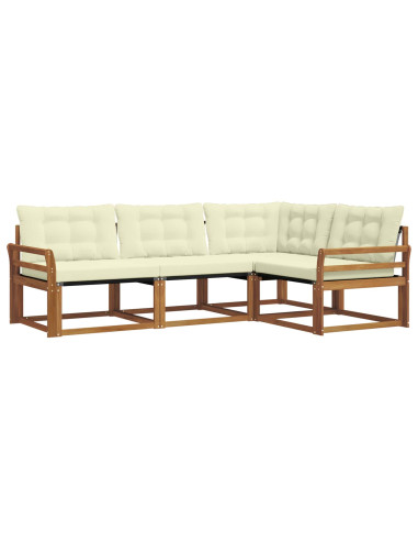 Set di divani da esterno con cuscino 4 pcs Naturale e Crema