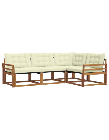 Set di divani da esterno con cuscino 4 pcs Naturale e Crema