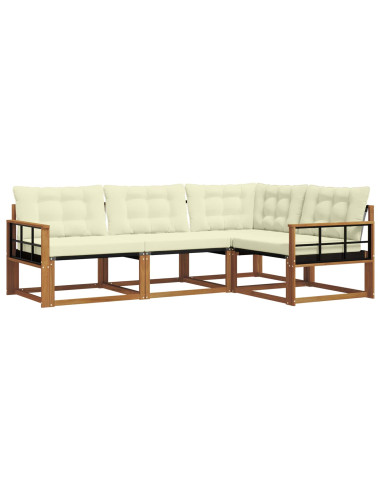 Set di divani da esterno con cuscino 4 pcs Naturale e Crema
